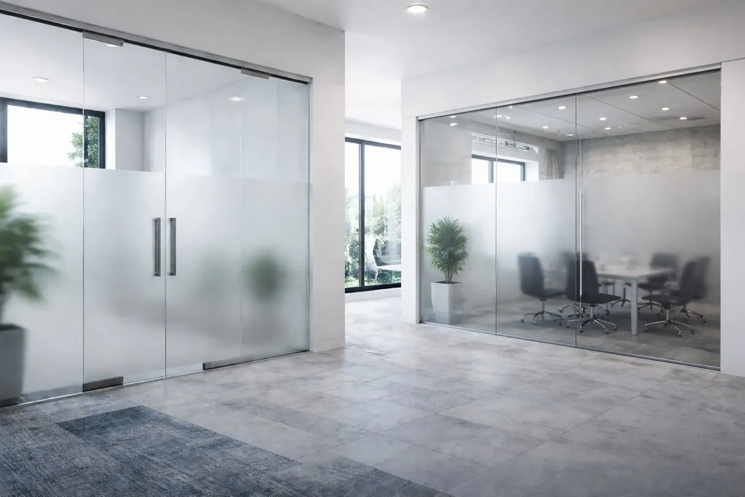 Panel frosted glass dengan permukaan matte translucent dari Power Trust